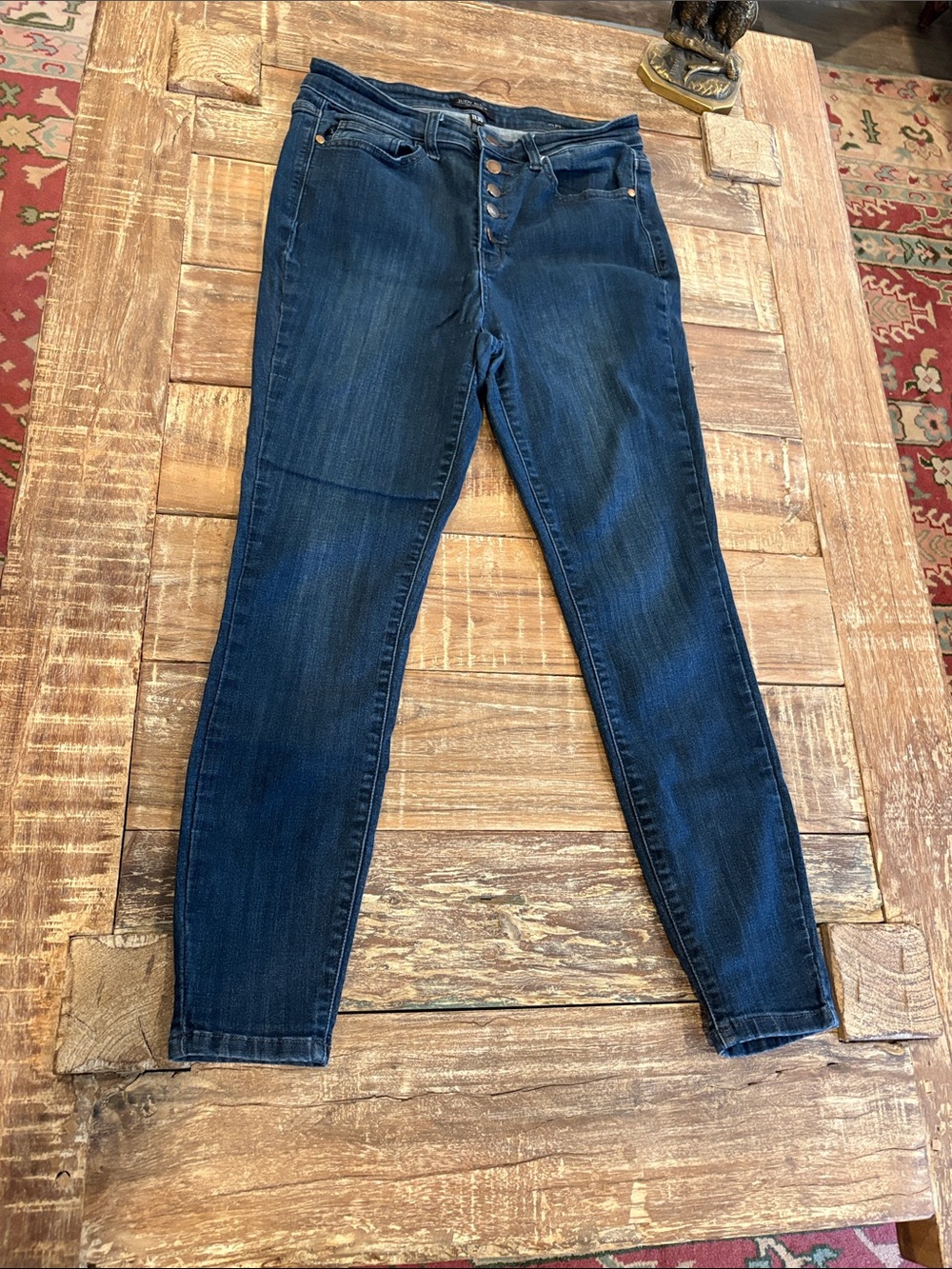 Judy Blue Dark Blue Women's High-Rise Button-Fly Skinny Jeans 11/30